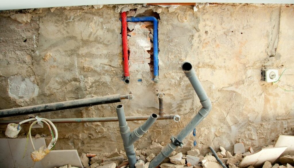 electrical wire and plumbing installation setting